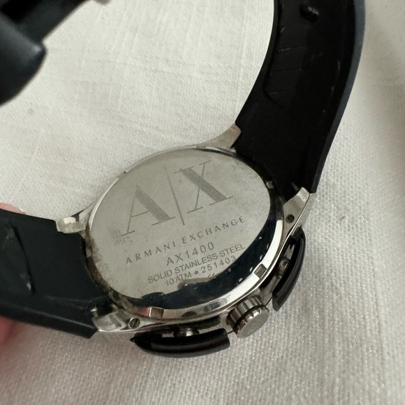 Armani Exchange Chronograph Black Dial Black Silicone Rubber Mens Watch AX1400 - Picture 5 of 6